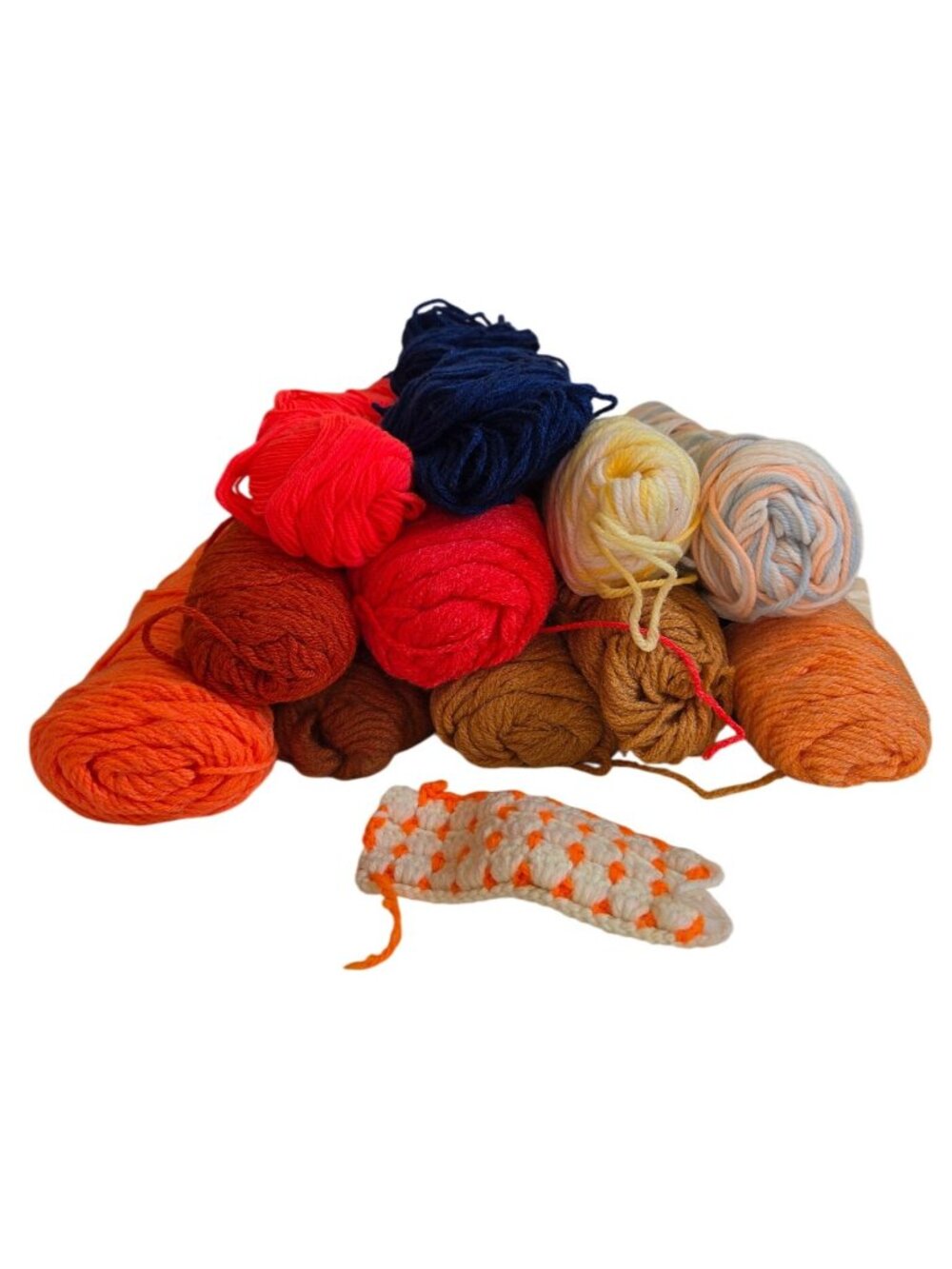 Vtg Mixed Lot Bundle Acrylic Nylon Yarn Skeins In Various Colors Craft Projects